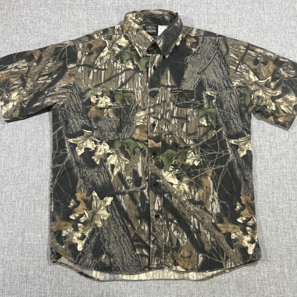 Vintage Wolf Mountain Huntingwear Shirt Sz XL Button Down Pocket Mossy Oak 90s
